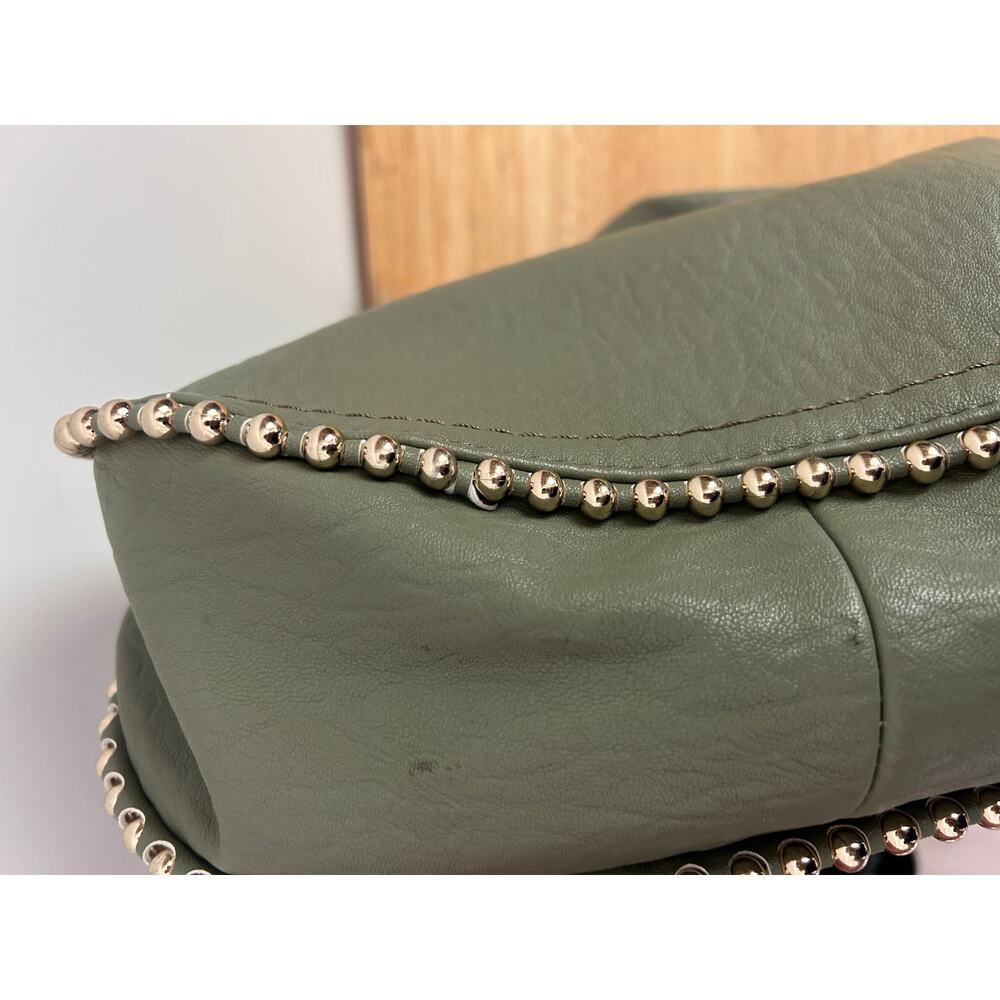 Jessica Simpson Camille Olive Studded Hobo Bag Gold Chain Detail - Picture 11 of 11